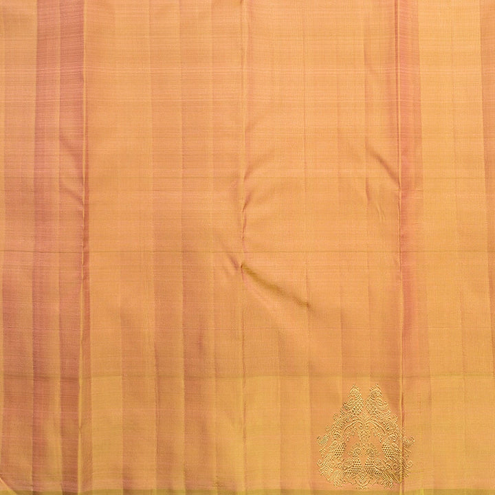 Hayagrivas Handloom Peach Pink Kanjivaram Silk Saree with Warm Olive Border KBFL388J1-1-BF388-SBS