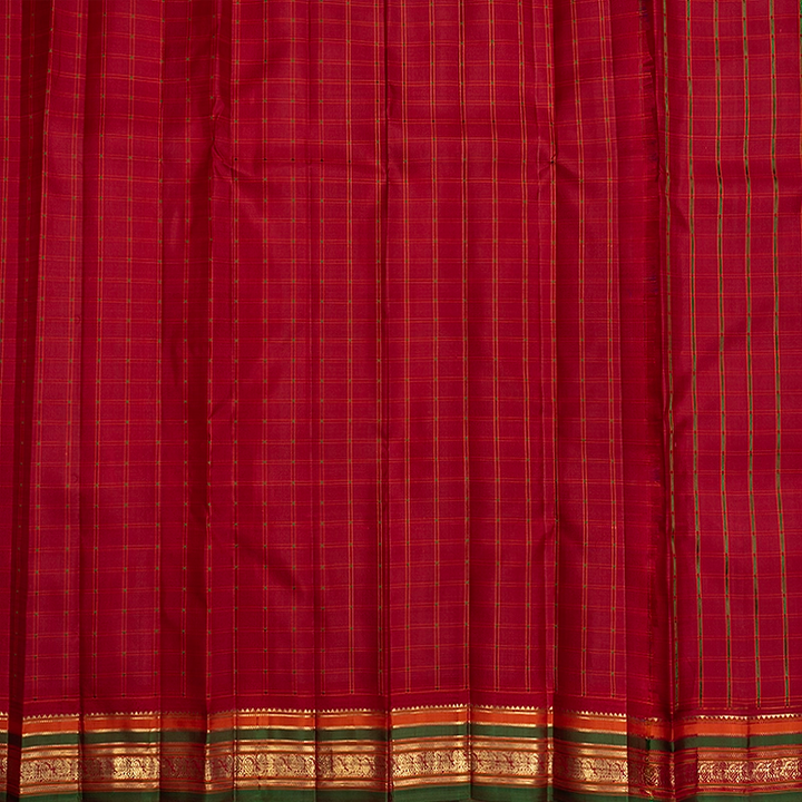 Hayagrivas Handloom Maroon Kanjivaram Silk Saree with Manthalir Green Border KBFL391J1-1-BF391-SBS
