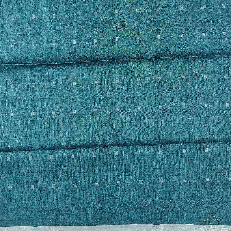 Hayagrivas Teal Blue Handloom Linen Saree KSBE148C7-1