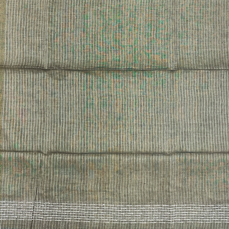 Hayagrivas Khaki Brown Handloom Linen Saree KSBE148C8-2