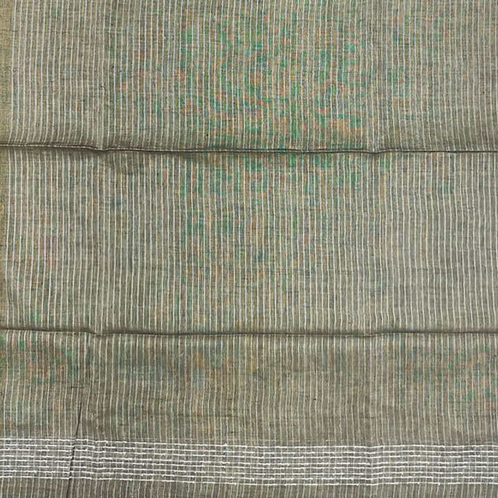 Hayagrivas Khaki Brown Handloom Linen Saree KSBE148C8-2