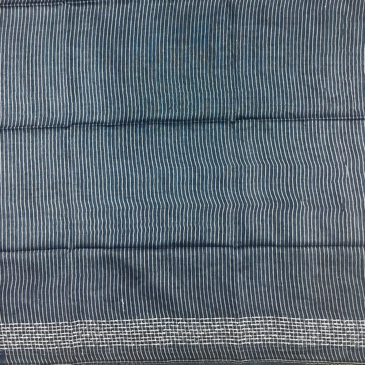 Hayagrivas Navy Blue Handloom Linen Saree KSBE148C8-3