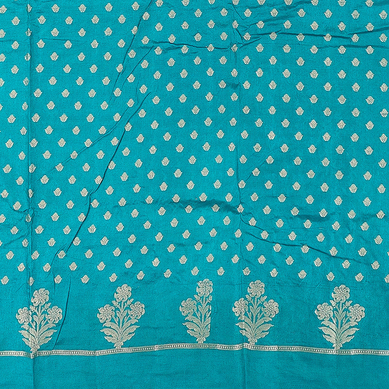Hayagrivas Teal Blue Fancy Cotton Saree SSCBF120H2-1