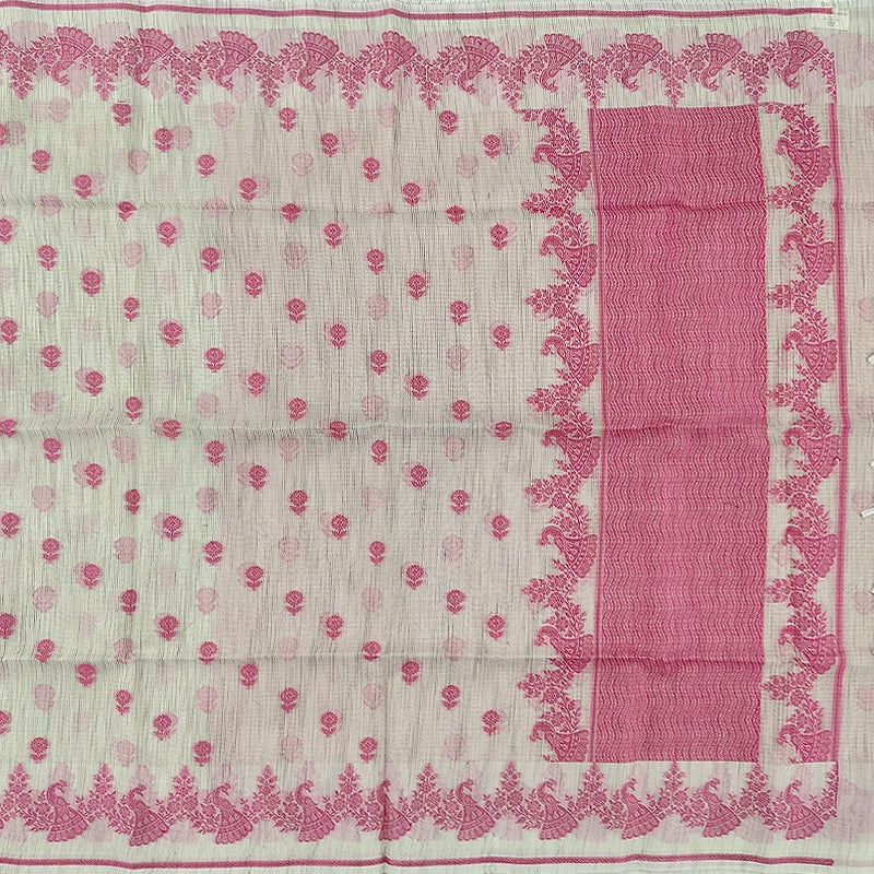 Hayagrivas Half-White Fancy Cotton Saree SSCBF120H5-3