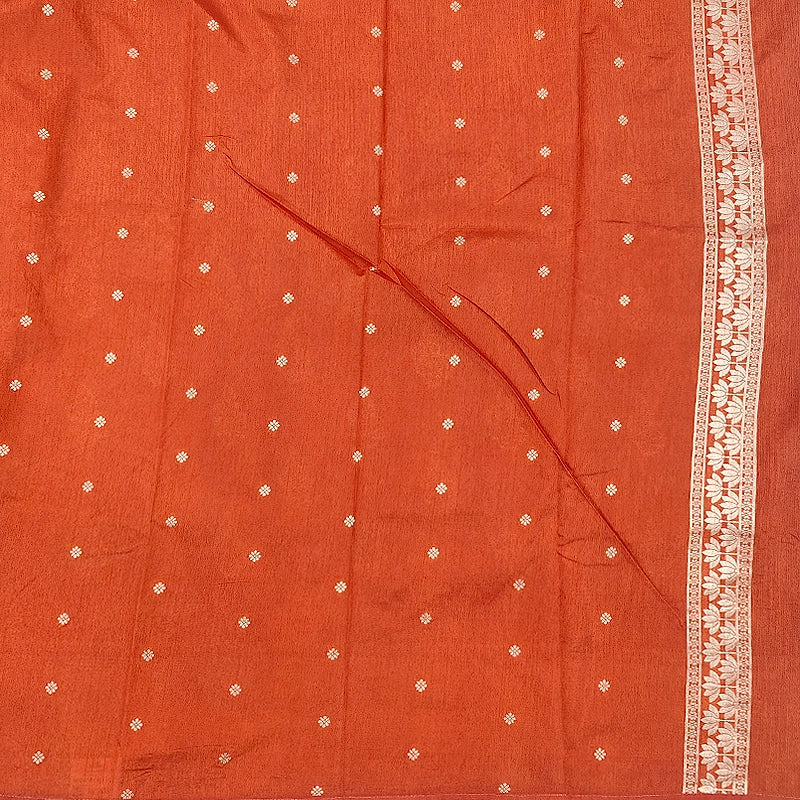 Hayagrivas Rust Orange Fancy Cotton Saree SSCBF121H11-6