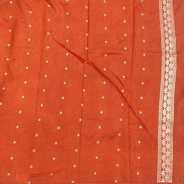 Hayagrivas Rust Orange Fancy Cotton Saree SSCBF121H11-6