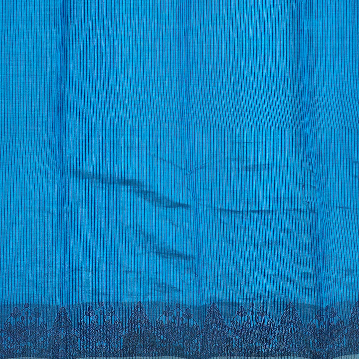 Hayagrivas Turquoise-Blue Fancy Cotton Saree SSCBF121H3-2