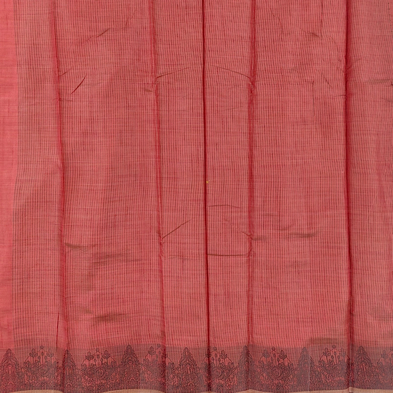 Hayagrivas Rust Red Fancy Cotton Saree SSCBF121H3-6