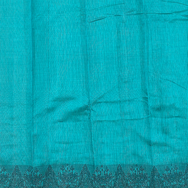 Hayagrivas Peacock Teal Fancy Cotton Saree SSCBF121H3-9