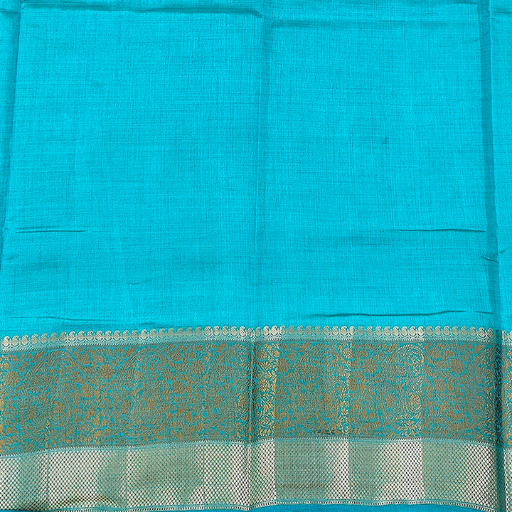 Hayagrivas Turquoise Blue Fancy Cotton Saree SSCBF121H5-4
