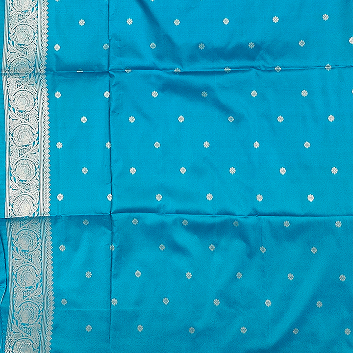 Hayagrivas Turquoise-Blue Fancy Cotton Saree SSCBF121H6-12