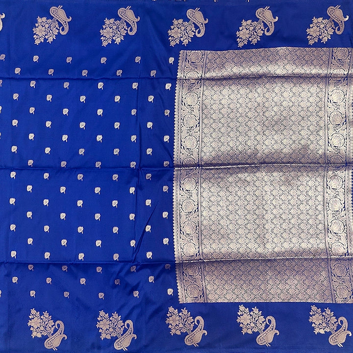 Hayagrivas Deep Blue Fancy Cotton Saree SSCBF121H6-15