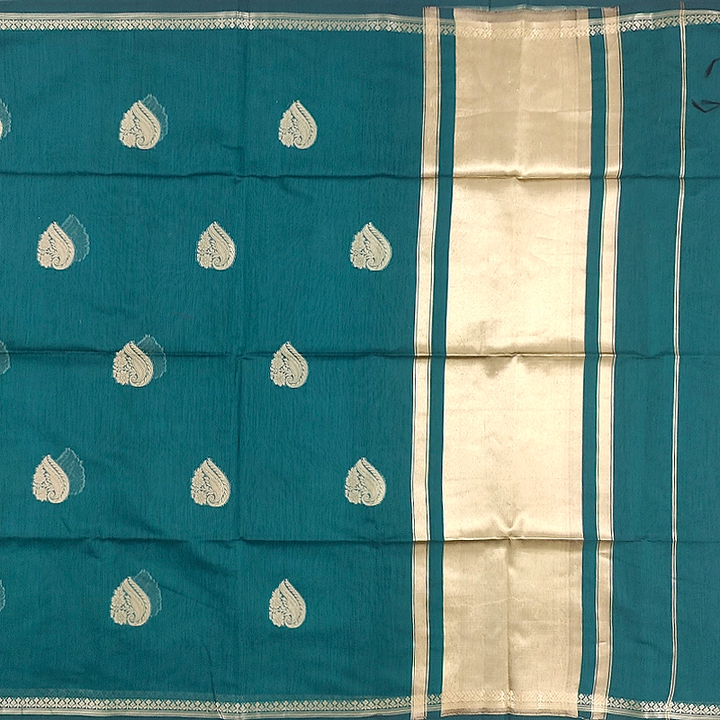 Hayagrivas Teal-Green Fancy Cotton Saree SSCBF121H9-1