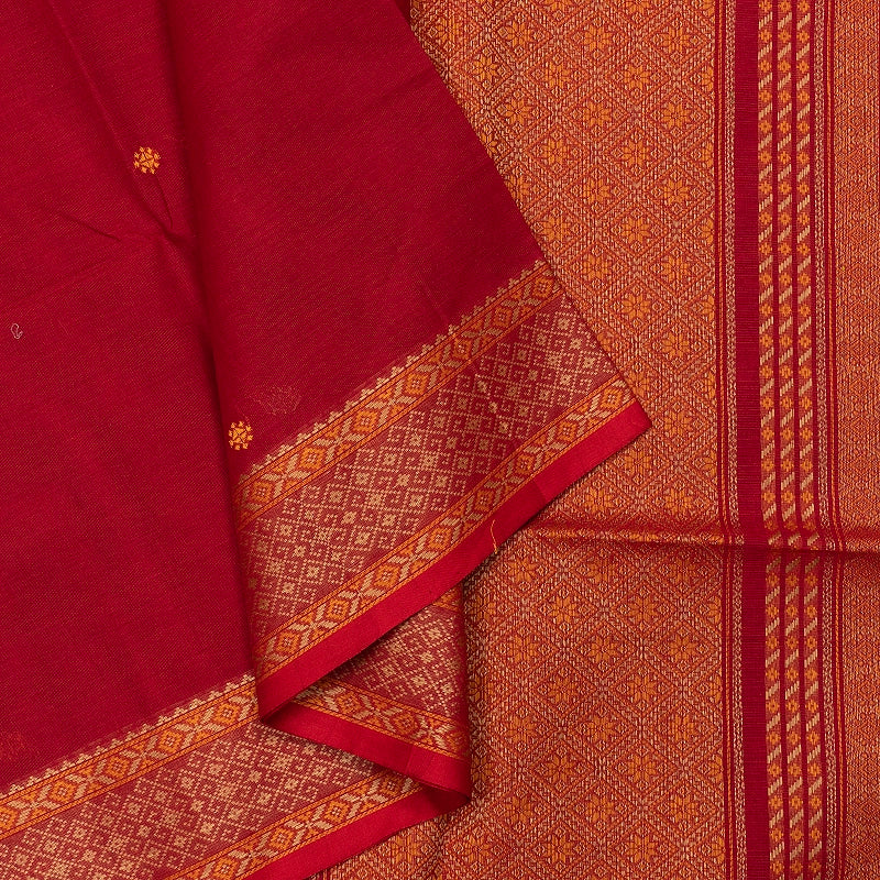 Hayagrivas Red Handloom Kanchi Cotton Saree SSCBF132H1-3
