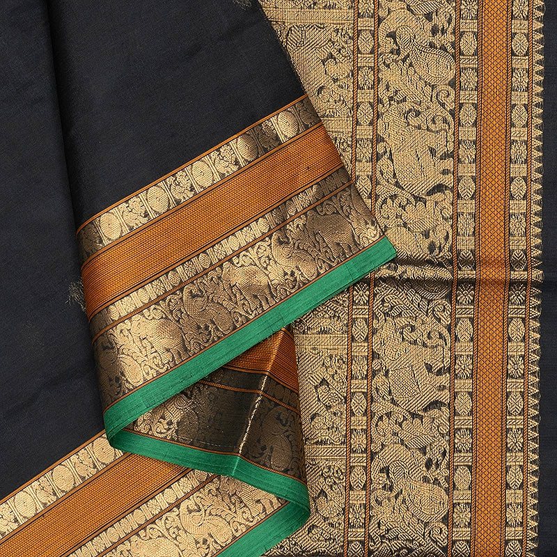 Hayagrivas Black Kanchi Silk Cotton Saree SSCBF132H12-2