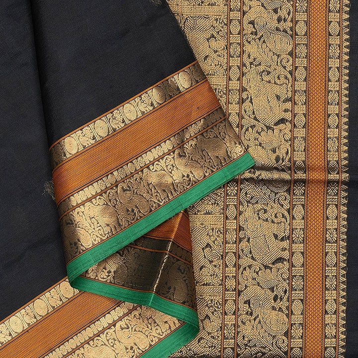 Hayagrivas Black Kanchi Silk Cotton Saree SSCBF132H12-2