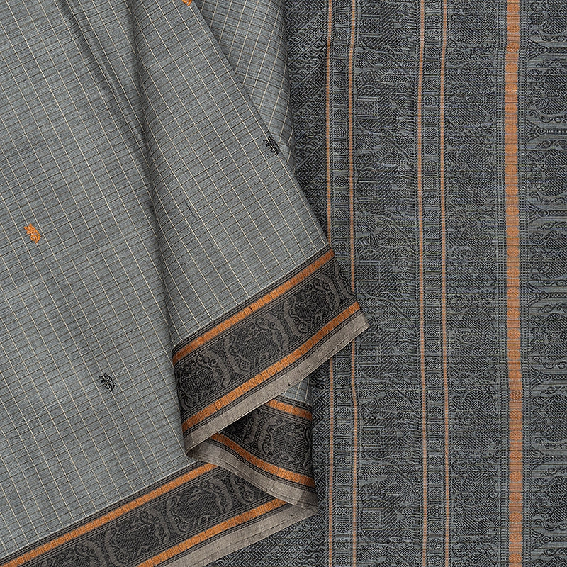 Hayagrivas Grey Handloom Kanchi Cotton Saree SSCBF132H18-1