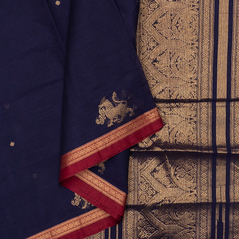 Hayagrivas Purplish Blue Handloom Kanchi Cotton Saree SSCBF132H20-2