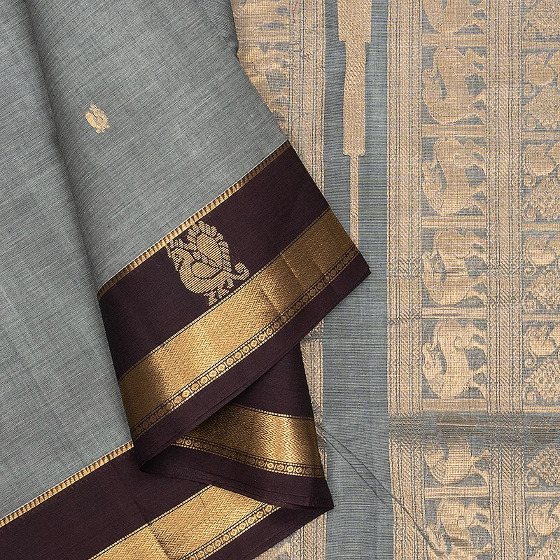 Hayagrivas Grey Handloom Kanchi Cotton Saree SSCBF132H20-4