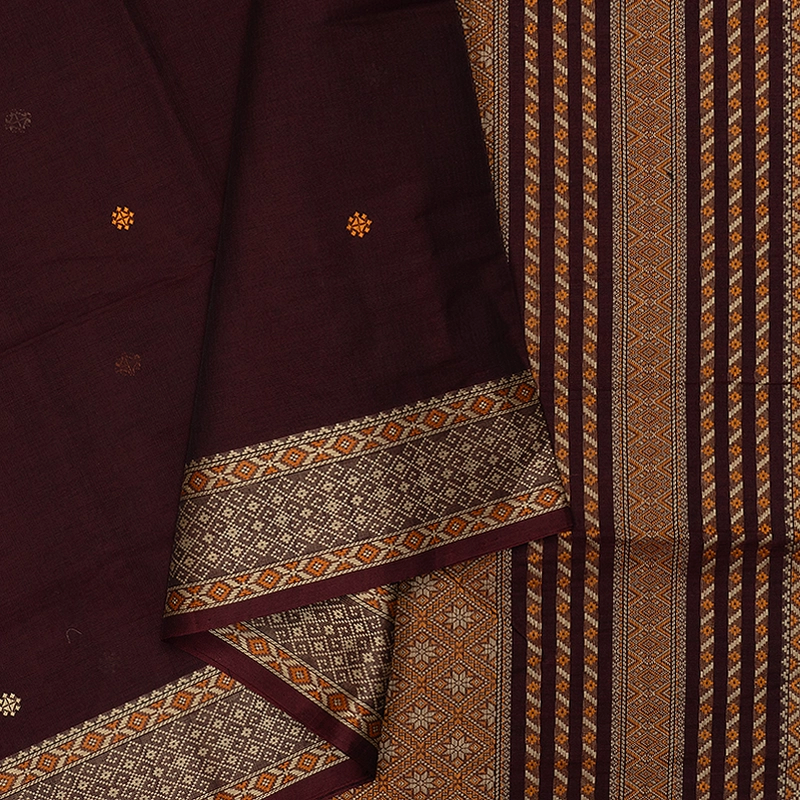 Hayagrivas Burgundy Handloom Kanchi Cotton Saree SSCBF132H23-2