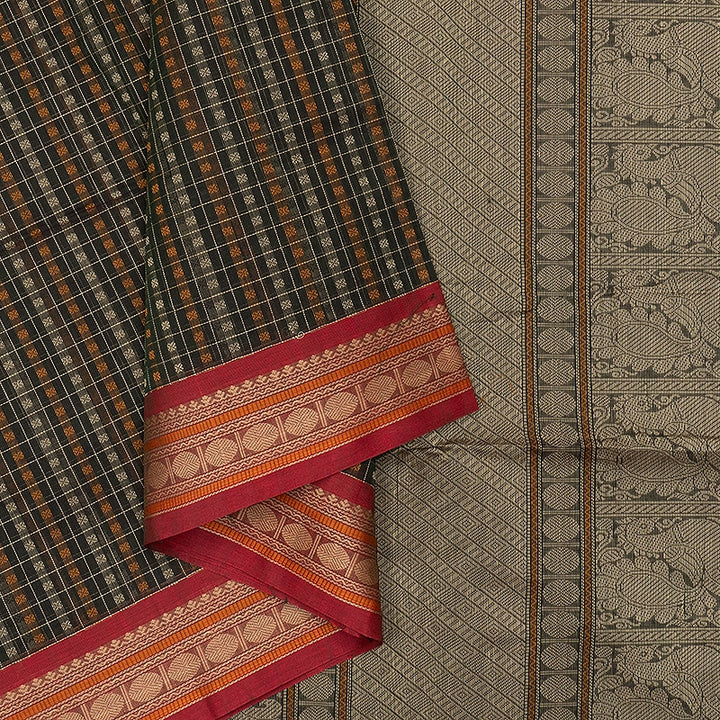 Hayagrivas Peacock Green Handloom Kanchi Cotton Saree SSCBF132H25-2