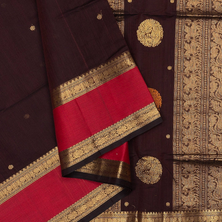 Hayagrivas Deep Snuff Handloom Kanchi Cotton Saree SSCBF132H27-1