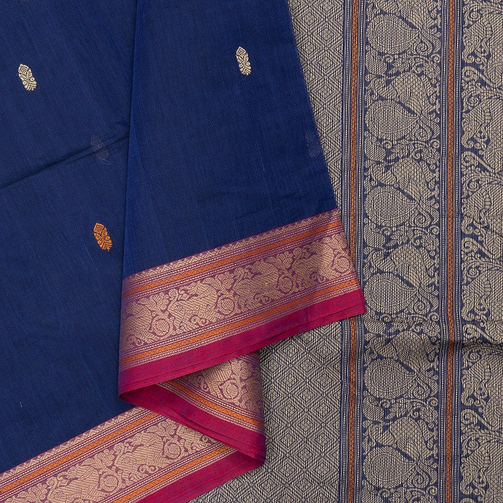 Hayagrivas Dark Blue Handloom Kanchi Cotton Saree SSCBF132H29-1