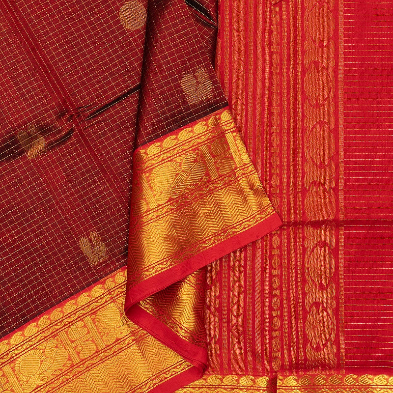 Hayagrivas Deep Maroon Pure Silk Cotton Saree SSCBF137H4-7