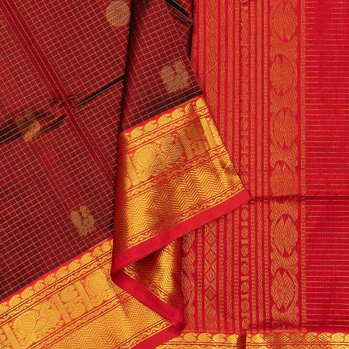 Hayagrivas Deep Maroon Pure Silk Cotton Saree SSCBF137H4-7