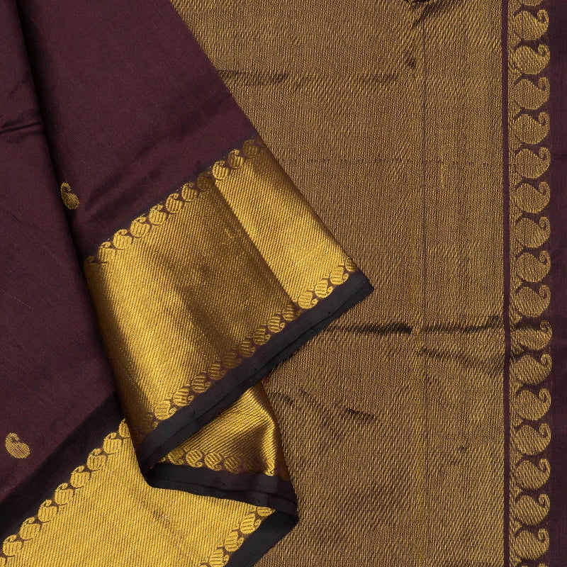 Hayagrivas Dark Brown Pure Silk Cotton Saree SSCBF137H5-1