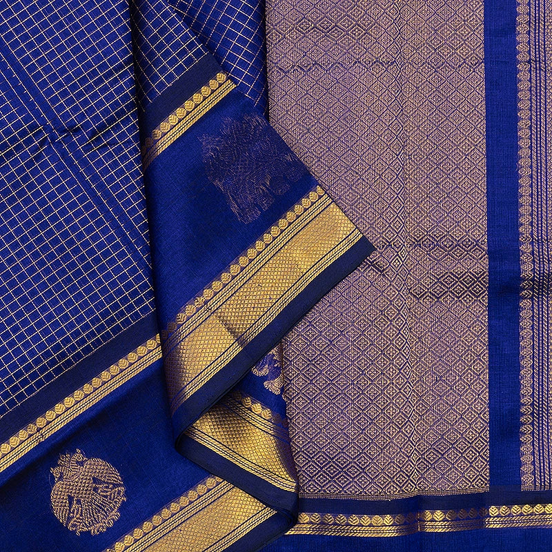 Hayagrivas Royal Blue Pure Silk Cotton Saree SSCBF137H6-1