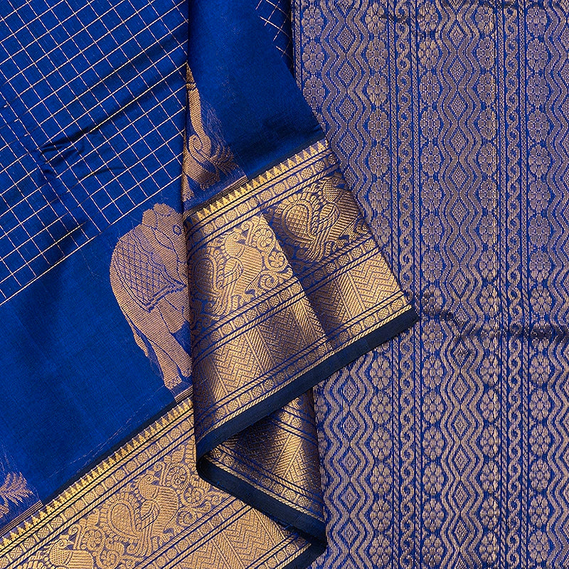 Hayagrivas Royal Blue Pure Silk Cotton Saree SSCBF137H7-3