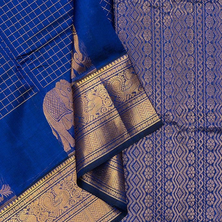 Hayagrivas Royal Blue Pure Silk Cotton Saree SSCBF137H7-3