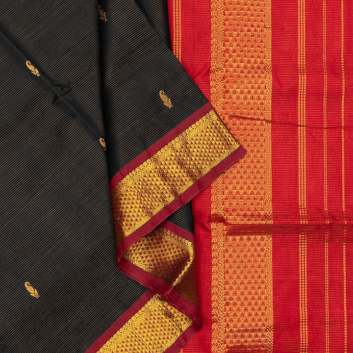 Hayagrivas Black Pure Silk Cotton Saree SSCBF137H8-3