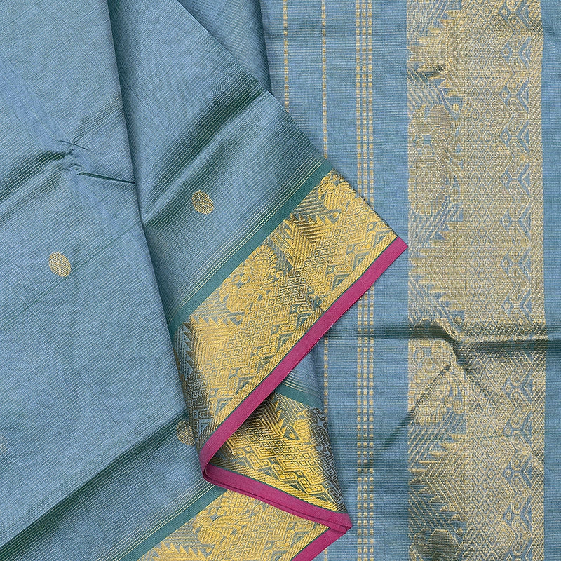 Hayagrivas Powder Blue Pure Silk Cotton Saree SSCBF137H8-9