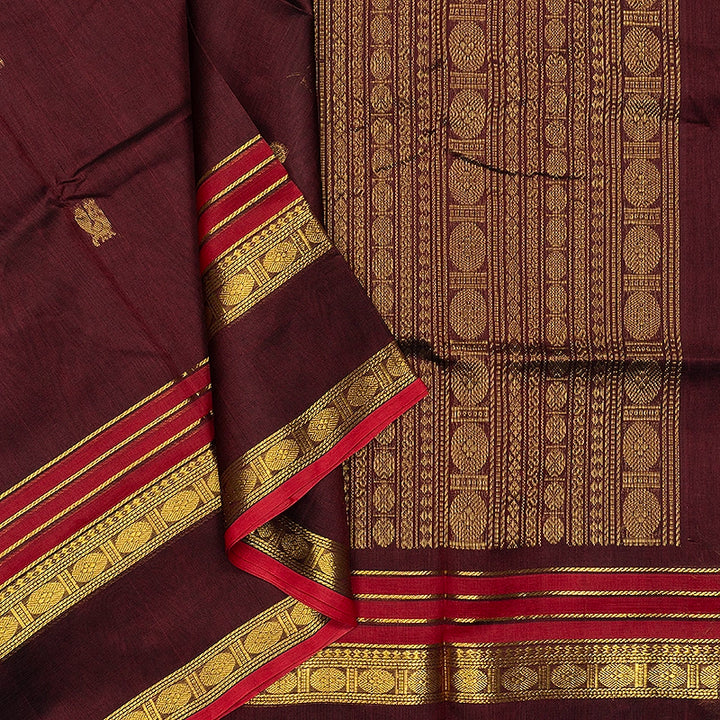 Hayagrivas Coffee Brown Pure Silk Cotton Saree SSCBF138H5-1