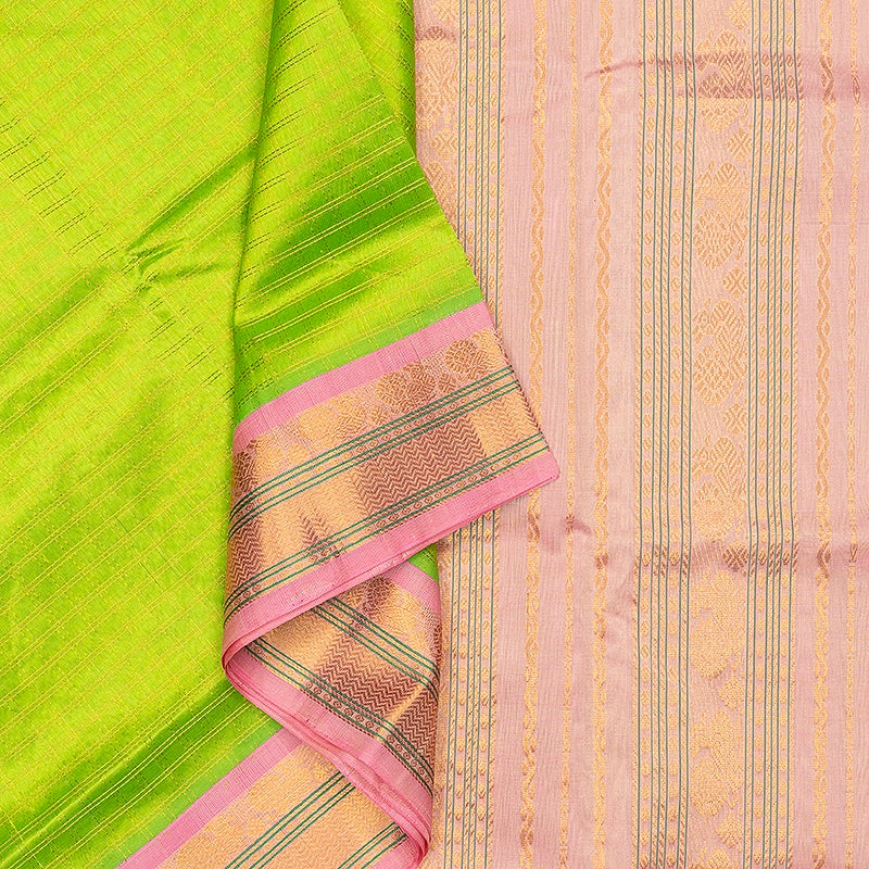 Hayagrivas Fluorescent Green Pure Silk Cotton Saree SSCBF139H7-2
