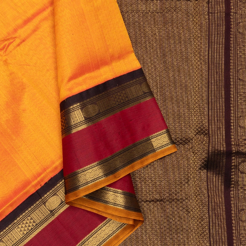 Hayagrivas Sunset Orange Pure Silk Cotton Saree SSCBF140H3-3