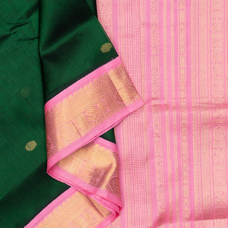 Hayagrivas Bottle Green Pure Silk Cotton Saree SSCBF140H9-2