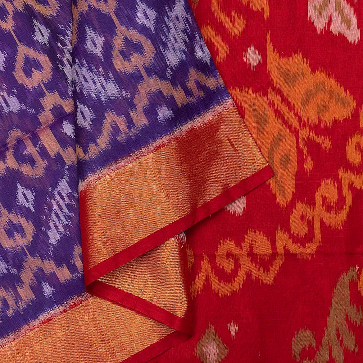Hayagrivas Purple Ikkat Kora Silk Cotton Saree SSCBF155H1-12
