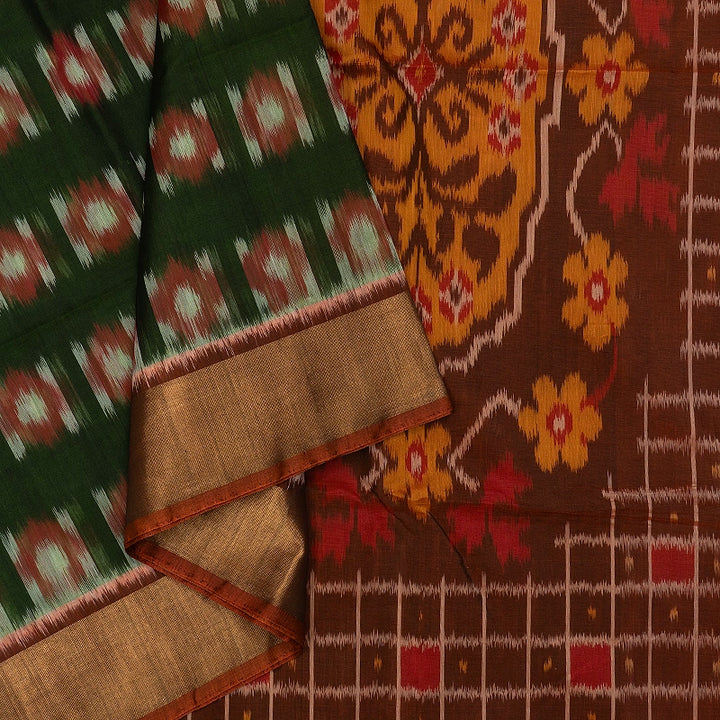 Hayagrivas Mehandi Green Handloom Ikkat Soft Silk Saree SSCBF155H1-4