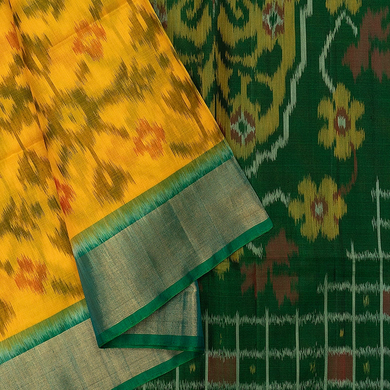 Hayagrivas Yellow Handloom Ikkat Soft Silk Saree SSCBF155H1-48