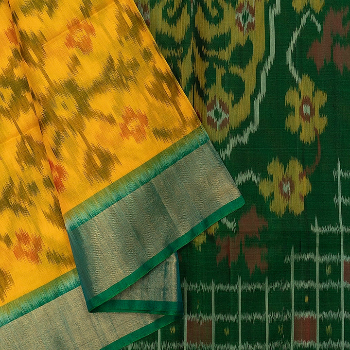 Hayagrivas Yellow Handloom Ikkat Soft Silk Saree SSCBF155H1-48