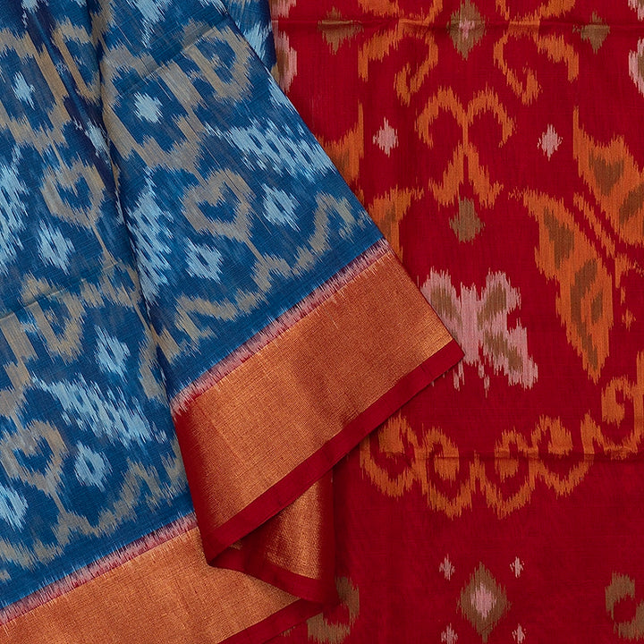 Hayagrivas Ananda Blue Handloom Ikkat Soft Silk Saree SSCBF155H1-94