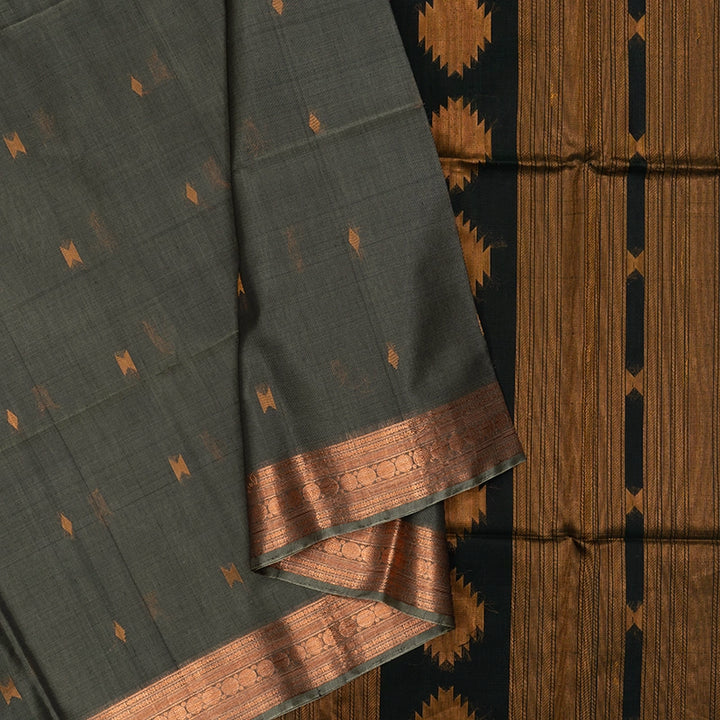 Hayagrivas Cement Grey Kora Silk Cotton Saree SSCBF156H5-2