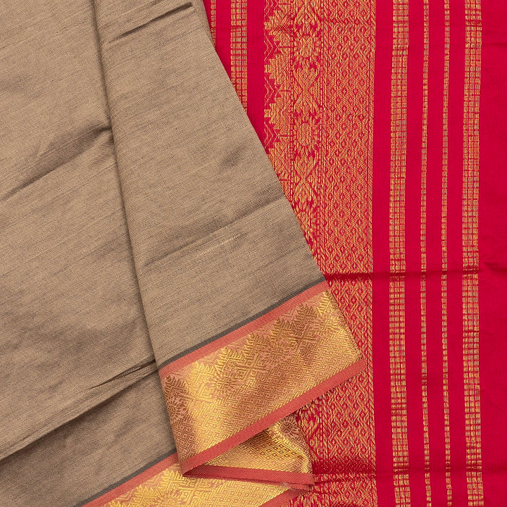 Hayagrivas Biscuit Brown Semi Silk Cotton Saree SSCBF164I1-138
