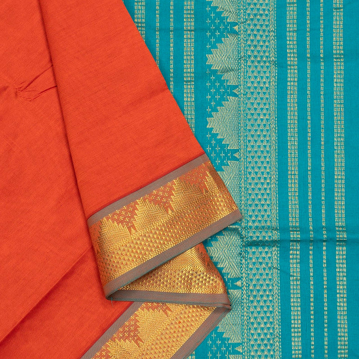 Hayagrivas Rust Orange Semi Silk Cotton Saree SSCBF164I1-105