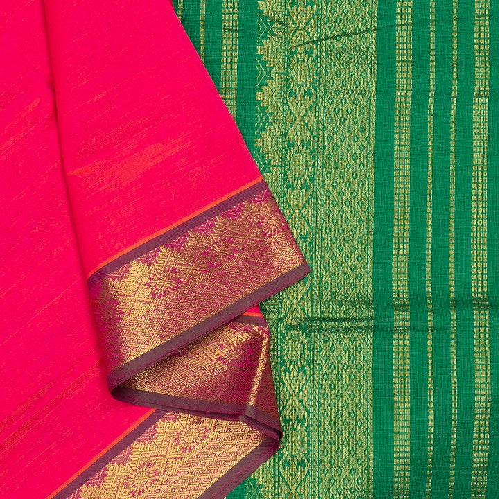 Hayagrivas Bright Pink Semi Silk Cotton Saree SSCBF164I1-162