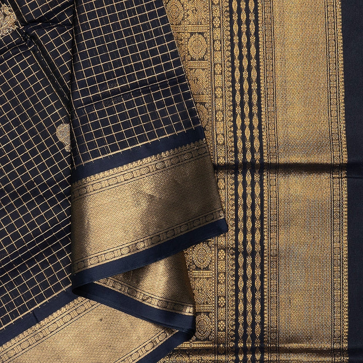 Hayagrivas Navy Blue Kanchi Silk Cotton Saree SSCBF178I3-2