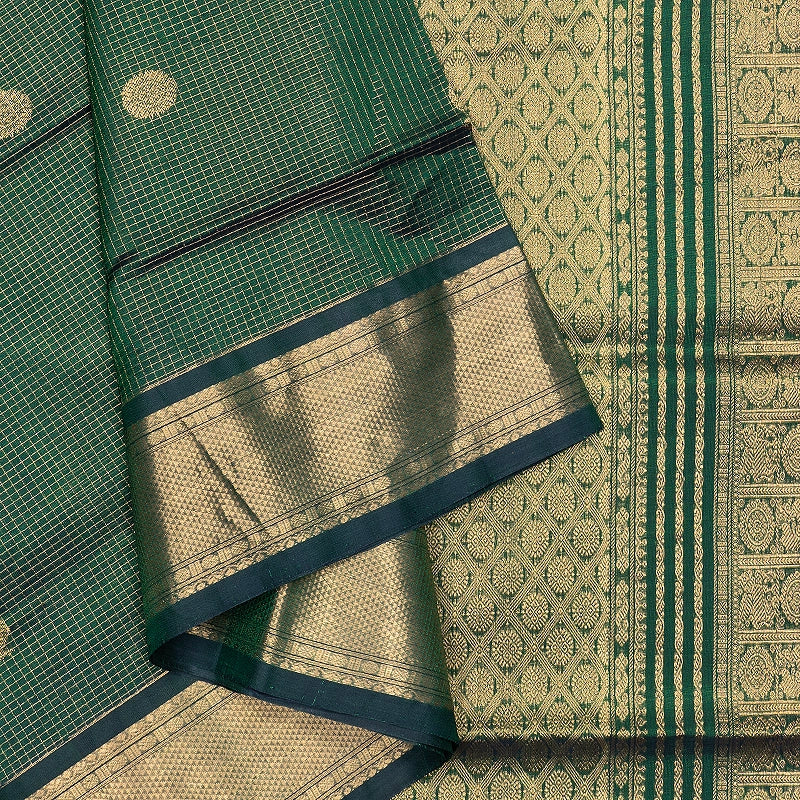 Hayagrivas Dark Green Kanchi Silk Cotton Saree SSCBF178I3-4